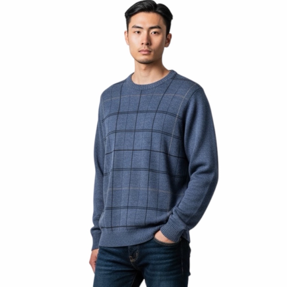 Oscar De La Renta Blue‎ Crew Neck Men's Sweater Size M